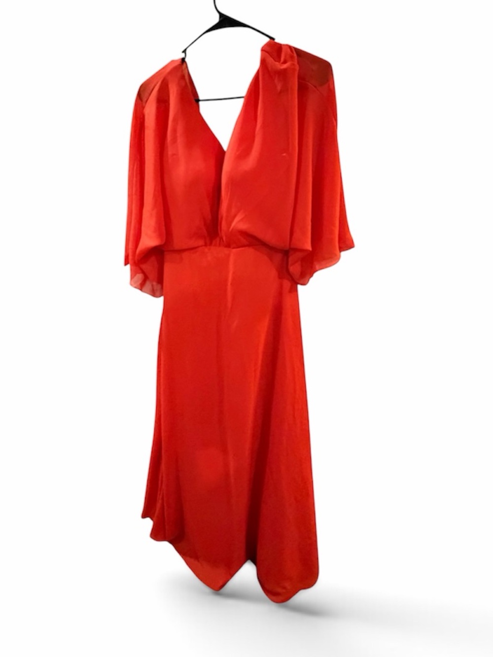 Fashion Nova Red V-Neck Dress in Red Orange Size 8 NWOT